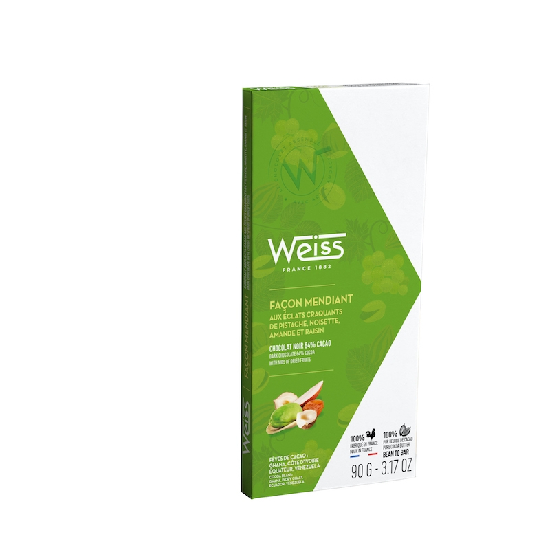 Tablette Weiss Chocolat Noir Mendiant 64%